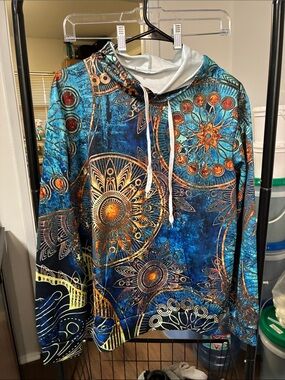 Blue & Teal Mandala Print Hoodie